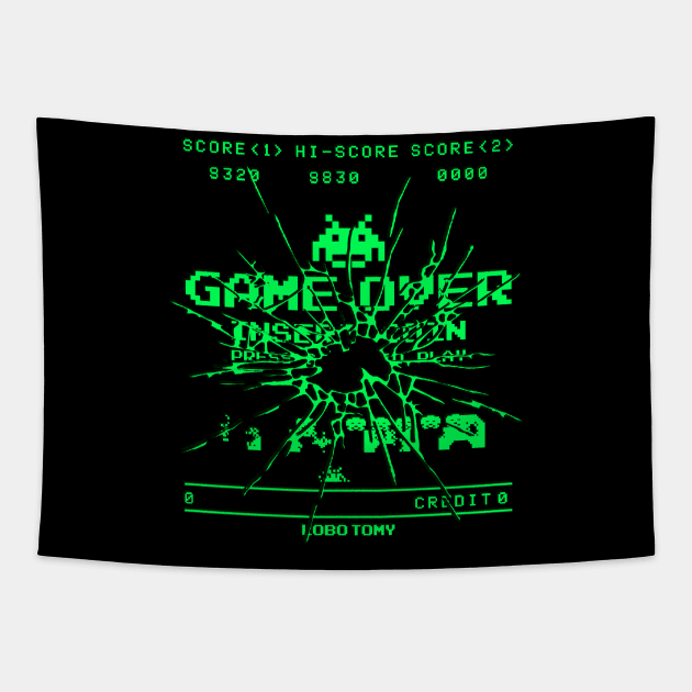 GAME OVER retro arcade game by LOBO TOMY Tapestry by boozecruisecrew