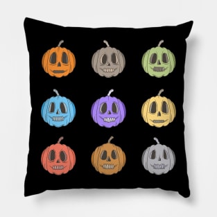 Colorful Halloween pumpkin Day of the Dead Candy Skulls Pillow