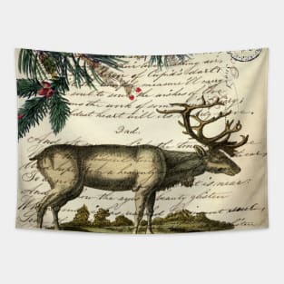 dark academia nordic scandinavian primitive christmas mountain animal bull elk Tapestry