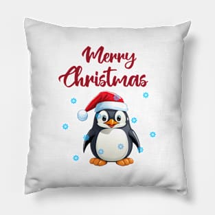 "Merry Christmas" With Cute Penguin Pillow