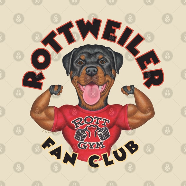 Fun Rottie awesome Rottweiler Wearing Rott Gym T-Shirt by Danny Gordon Art