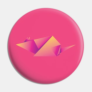 Neon pink origami mouse Pin