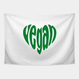 Vegan, green heart Tapestry