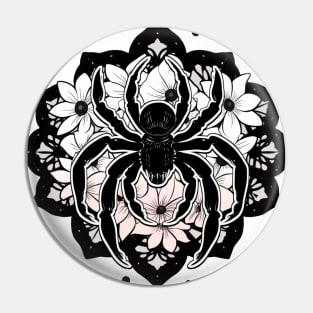 Cute Black and White Gothic Spider Pin