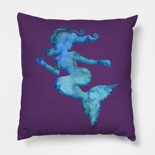 Watercolor Mermaid Silhouette Pillow