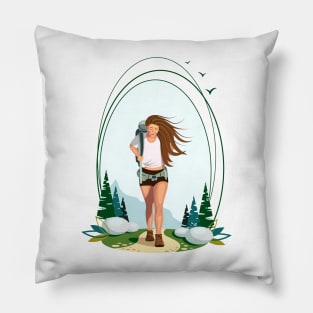 Hiking girl Pillow