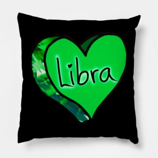 Libra Green Peridot Love Heart Pillow