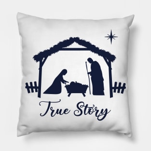 True story. Nativity scene. Pillow