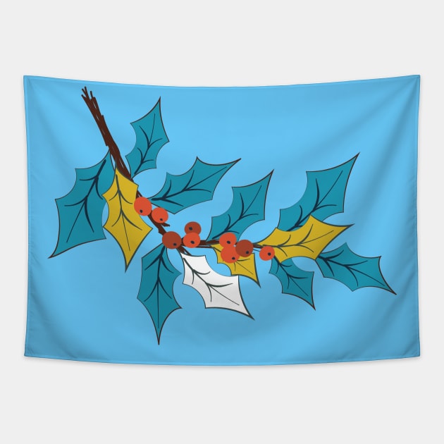 Cute Holly Branch Tapestry by SWON Design