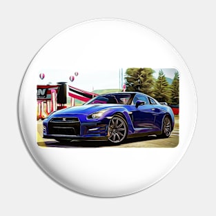 GTR Cartoon Drawing Action Print Pin