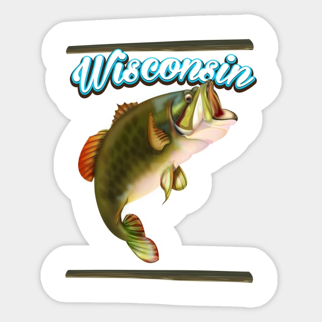 Wisconsin fishing poster - Wisconsin Fishing - Sticker
