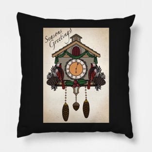 Seasons Greetings Cuckoo Clock Pillow