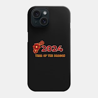 2024 Year of the Dragon Red and Flowers Phone Case