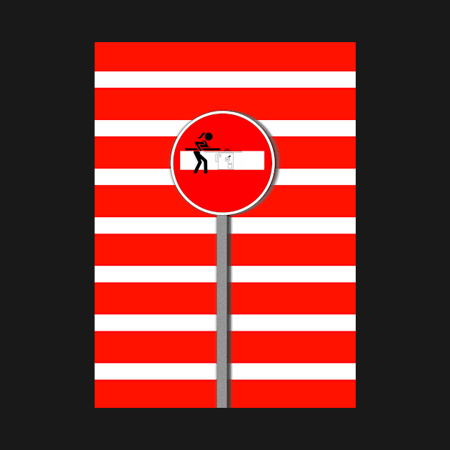 CARTOON Saw Mill NO ENTRY in red and white by mister-john