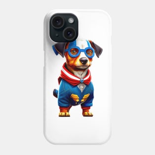 Proud Pup: American Dachshund with Flag Colors and Blue Glasses Tee Phone Case