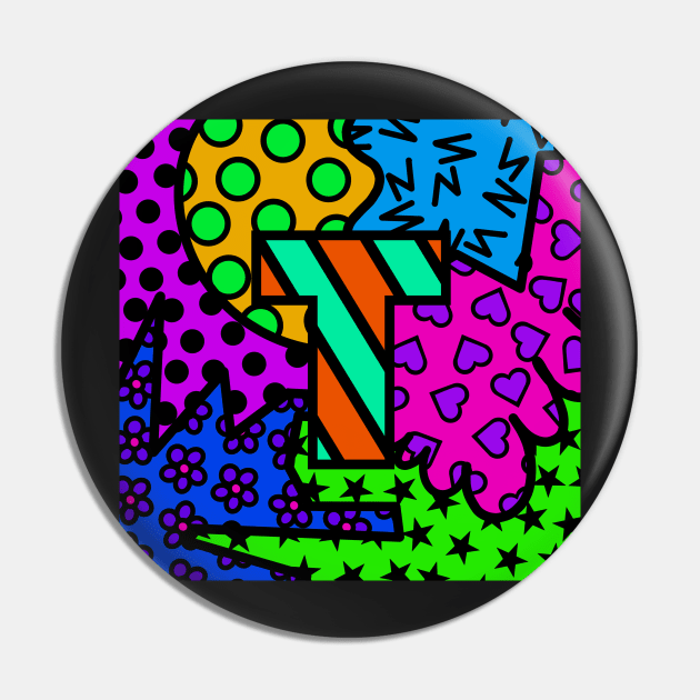 Alphabet Series - Letter T - Bright and Bold Initial Letters Pin by JossSperdutoArt