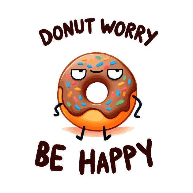 Donut worry be Happy Chokolate Donut by DoodleDashDesigns