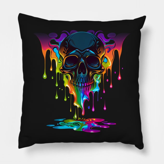 Melt into the Unknown Psychedelic Skull Pillow by MindTankArt