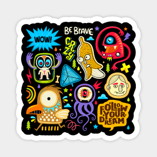 Cute Monsters Doodles Magnet