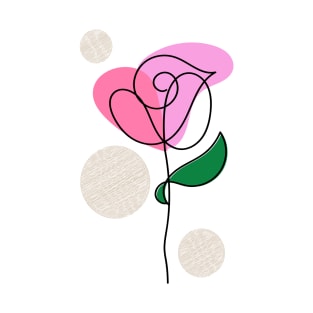 One line art pink rose T-Shirt