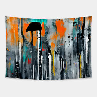 Orange and Teal - Abstract Art Tapestry