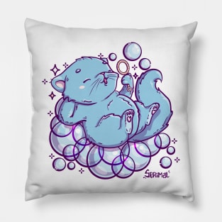 Cute cat blowing bubbles Pillow