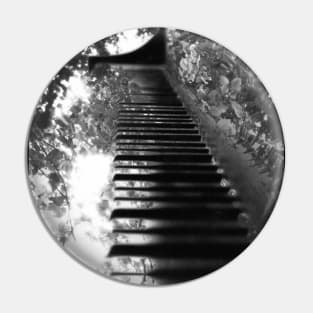 Piano in the Trees (B&W) Pin