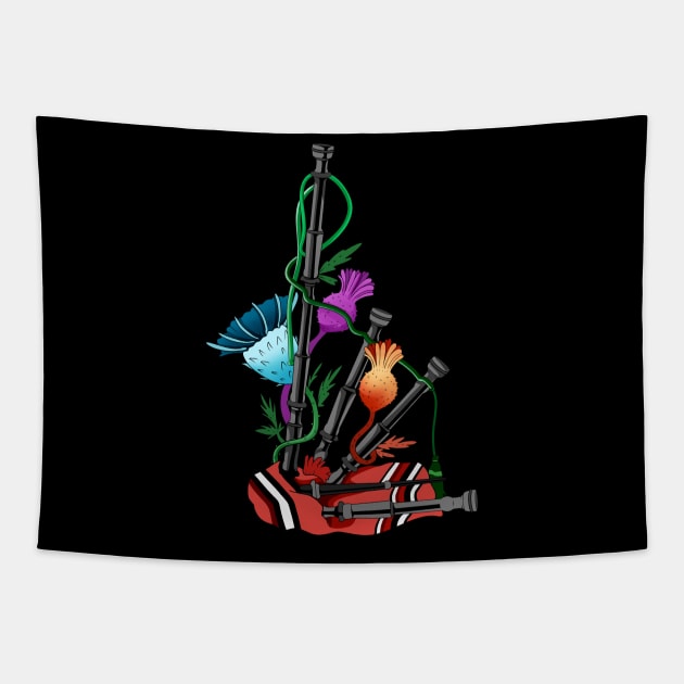 Thistle and bagpipes - Scotland Tapestry by Modern Medieval Design