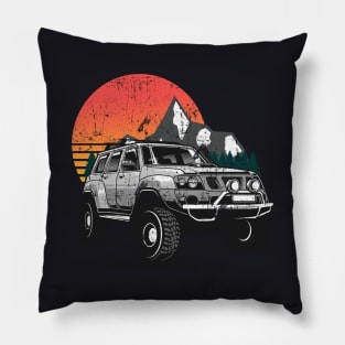 Vintage off-road vehicle adventure Pillow