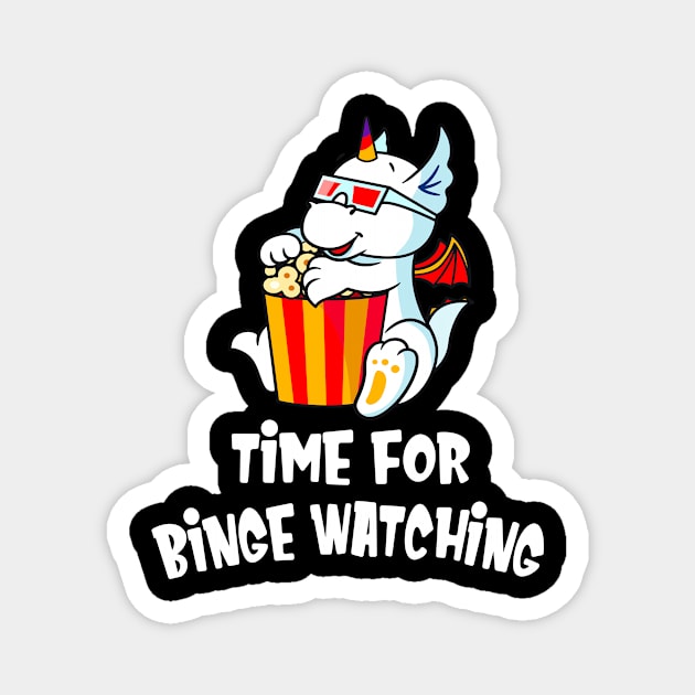 Binge Watching Cute Dragon Cinema Movie Fan Magnet by Foxxy Merch