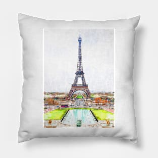 Eiffel Tower Water Pond. For Eiffel Tower & Paris Lovers. Pillow