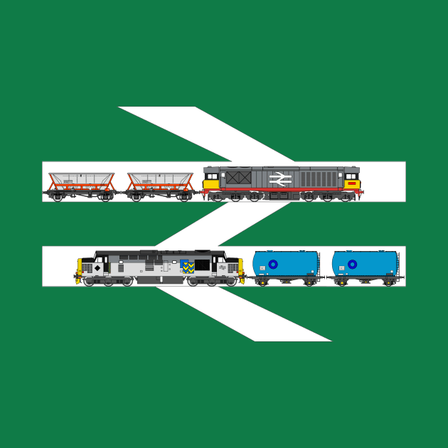 Class 58 and Class 37 freight trains print by ontherails