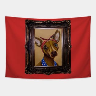 Hipster Chihuahua in Ornate Frame Tapestry