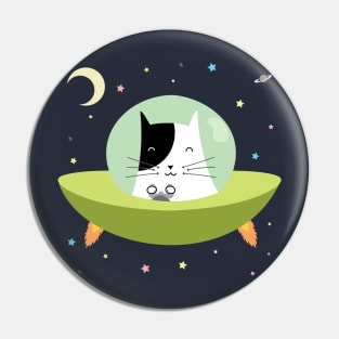 Space Cat - The Astronaut Kitten inside an UFO Pin