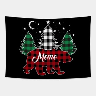 Meme Bear Buffalo Red Plaid Matching Family Christmas Tapestry