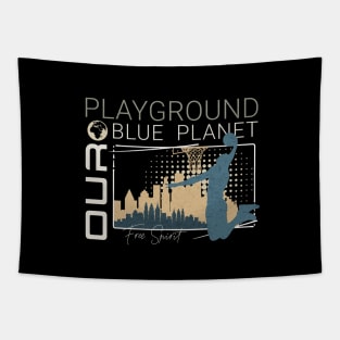 Playground Basket Ball Player Planet Earth Playground Good Vibes Free Spirit Tapestry