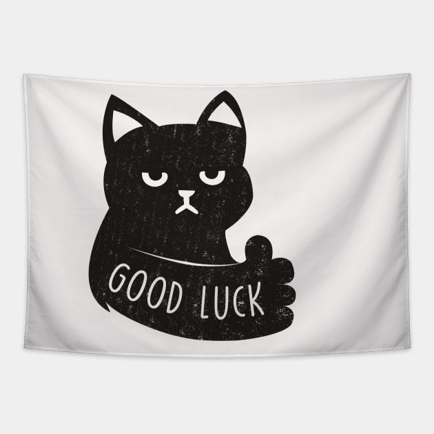 black cat funny Tapestry by teemarket