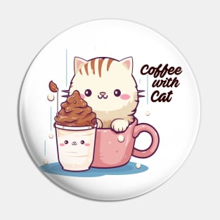 Cappuccino Kitty Cuddles - Cat and Whipped Coffee Art Pin