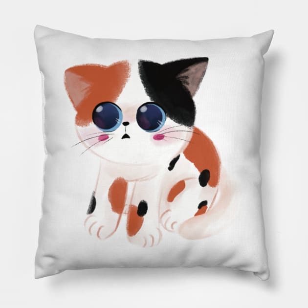 Gugu the shy cat Pillow by xoalsohanifa