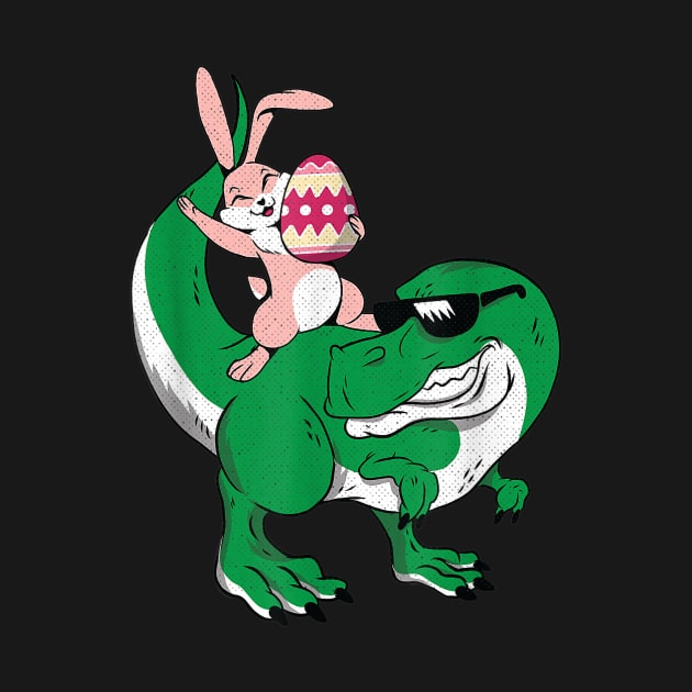 Bunny Riding T-Rex Cute Dino-saur Happy Easter by LMW Art