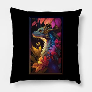 Dragon Vibrant Tropical Flower Tall Digital Oil Painting Portrait 3 Pillow