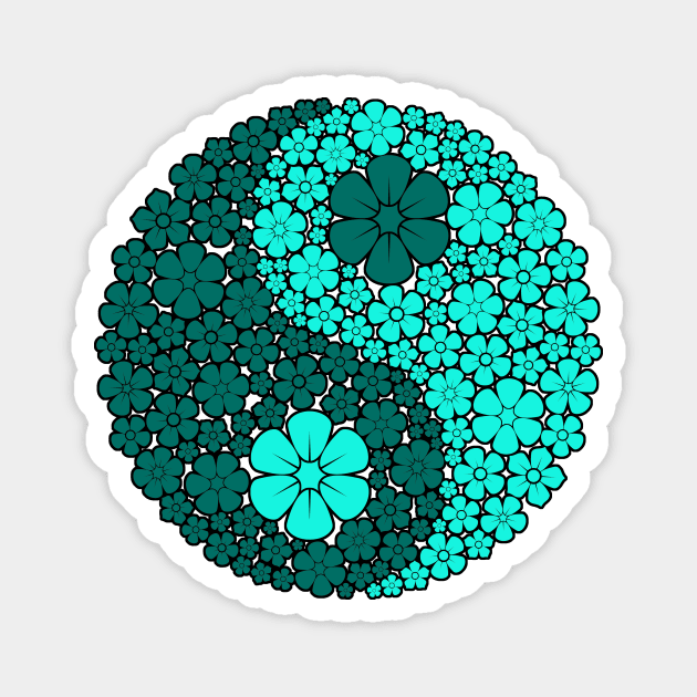 Blue Yin Yang Flowers Magnet by jeffbartels