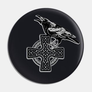 Odins Raven Viking Knot Cross Pin