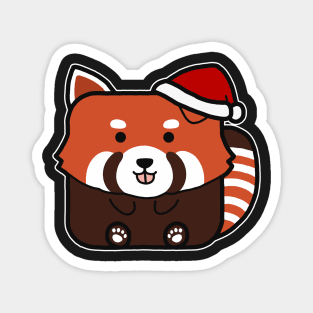 Funny Square Red Panda Christmas Magnet