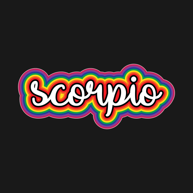 Scorpio Astrology Script Typography Gay Pride Rainbow by graphicbombdesigns