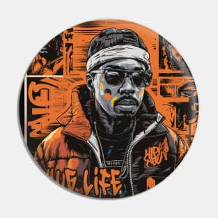 Vibrant Thug Life Design with Black Men Pin