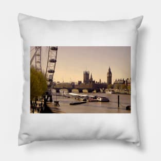 London Cityscape Houses of Parliament England UK Pillow