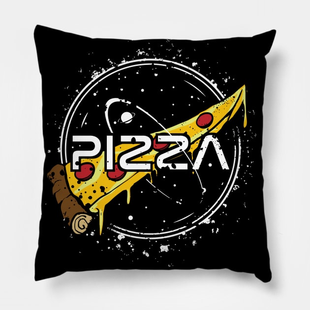 Funny Slice Of Pizza Nasa Parody Pillow by A Comic Wizard