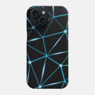 Geometric black triangles blue lines Cyan bright shiny Elegant mesh pattern cool light shining modern blue abstract galactic futuristic Phone Case