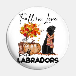 Fall In Love With Labradors Dog Fall Pumpkin Thanksgiving Pin